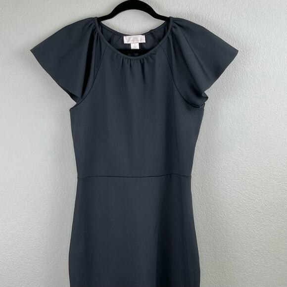 Rachel Parcell Black Ruffle Interlock Scuba Asymmetric Midi Dress XL NWOT - Picture 6 of 13